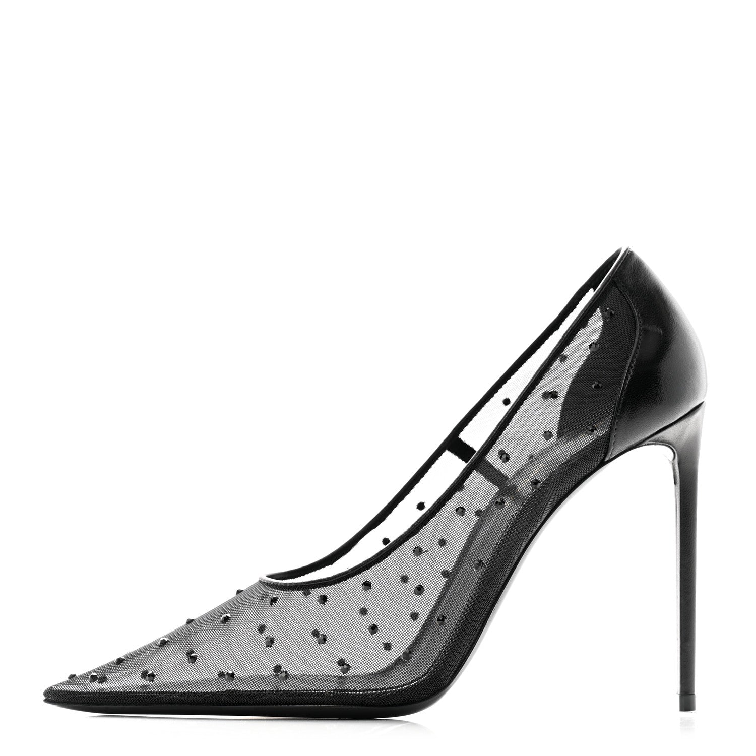 Saint Laurent Rhinestone Mesh 105 Anja Pumps 37 Black 1 of 8