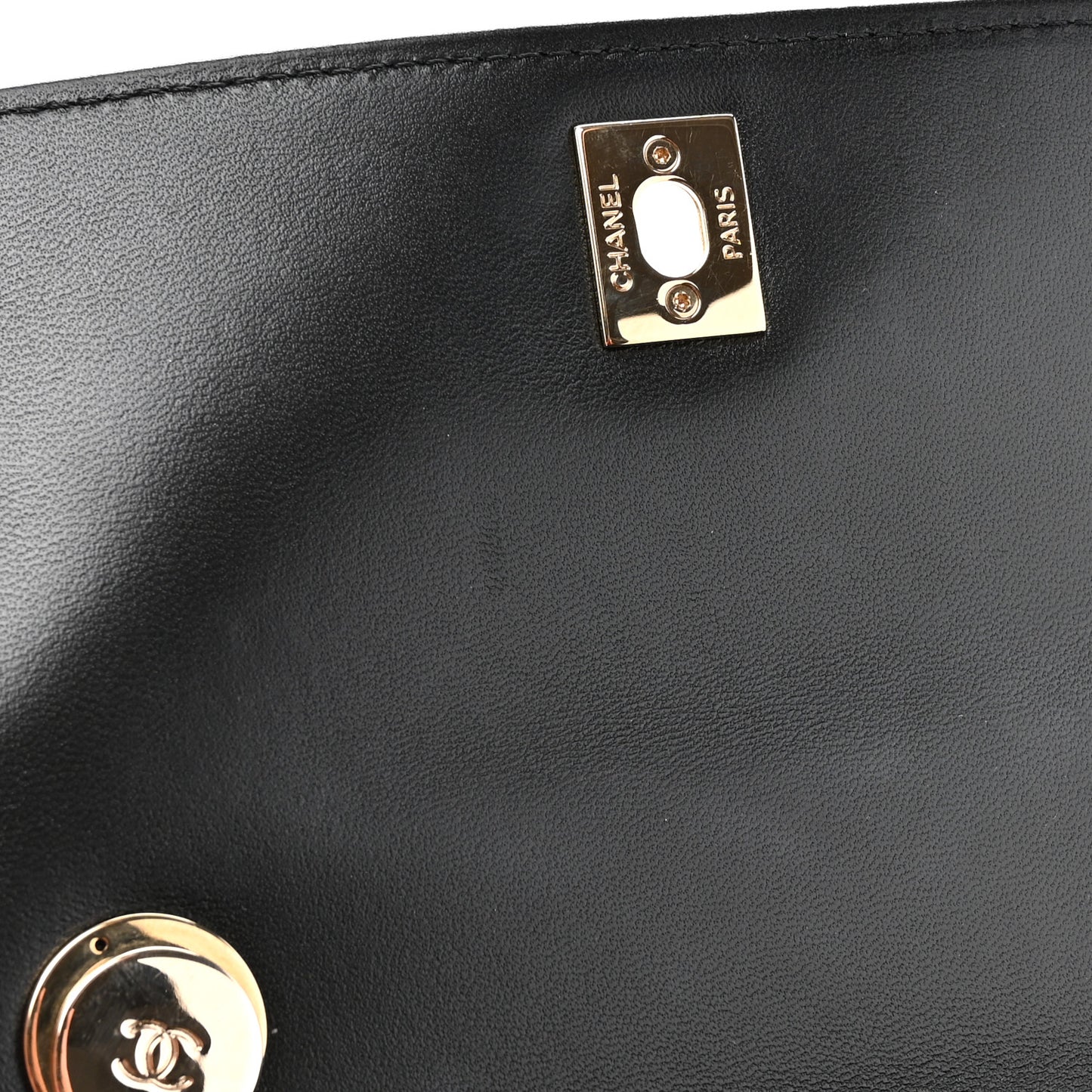Lambskin Quilted Mini Trendy CC Dual Handle Flap Bag Black