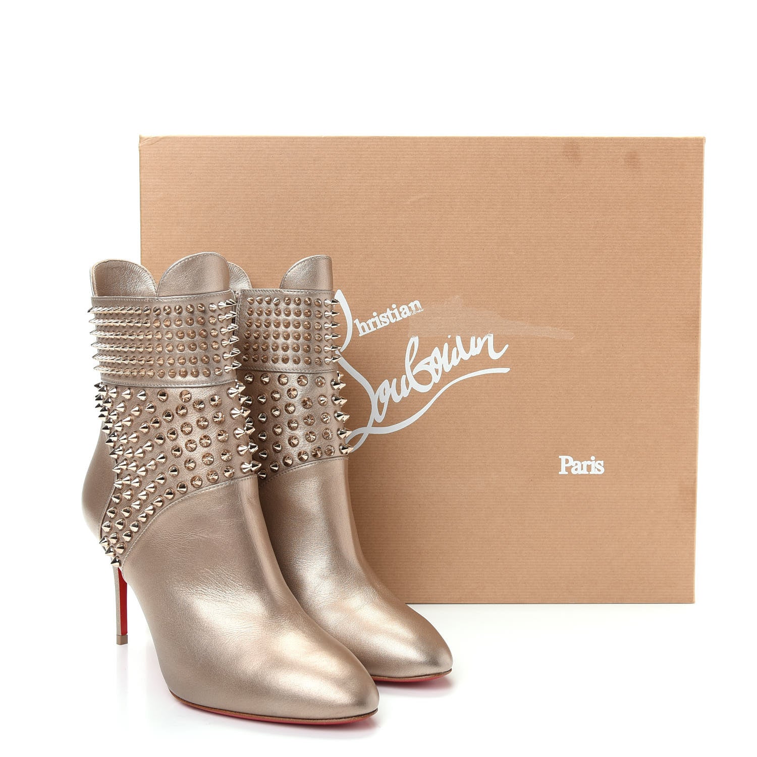 Christian Louboutin Calfskin Hongroise 85 Ankle Boots 37 Colombe 10 of 10