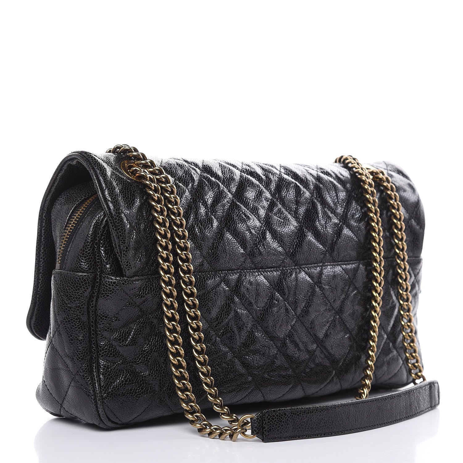 Chanel Crumpled Grained Calfskin Quilted Large Shiva Flap Black 3 of 10