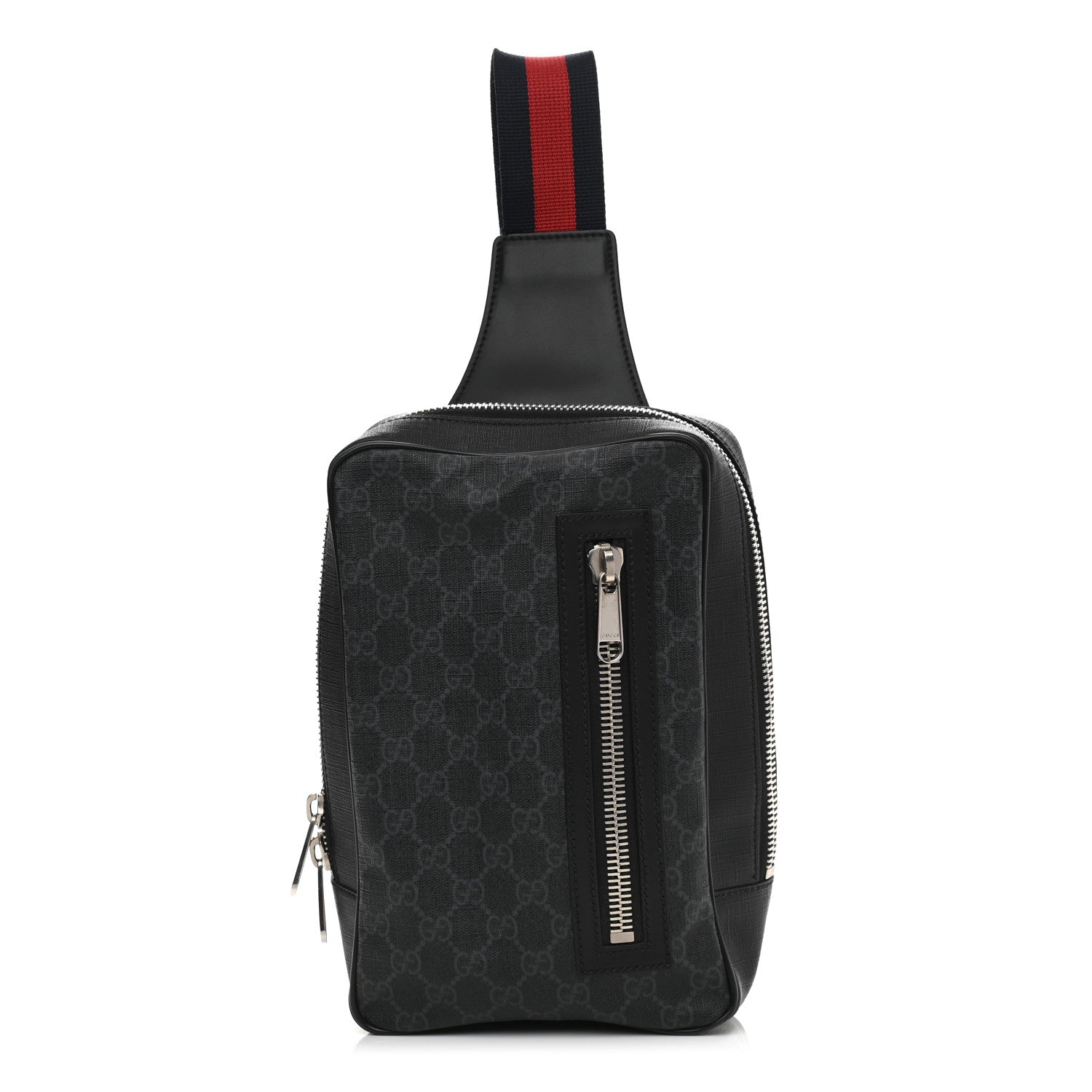 Gucci Soft GG Supreme Monogram Web Belt Bag Black Grey 1 of 10
