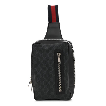 Gucci Soft GG Supreme Monogram Web Belt Bag Black Grey 1 of 10