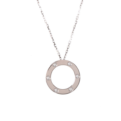 Cartier 18K White Gold 6 Diamonds LOVE Pendant Necklace 4 of 9