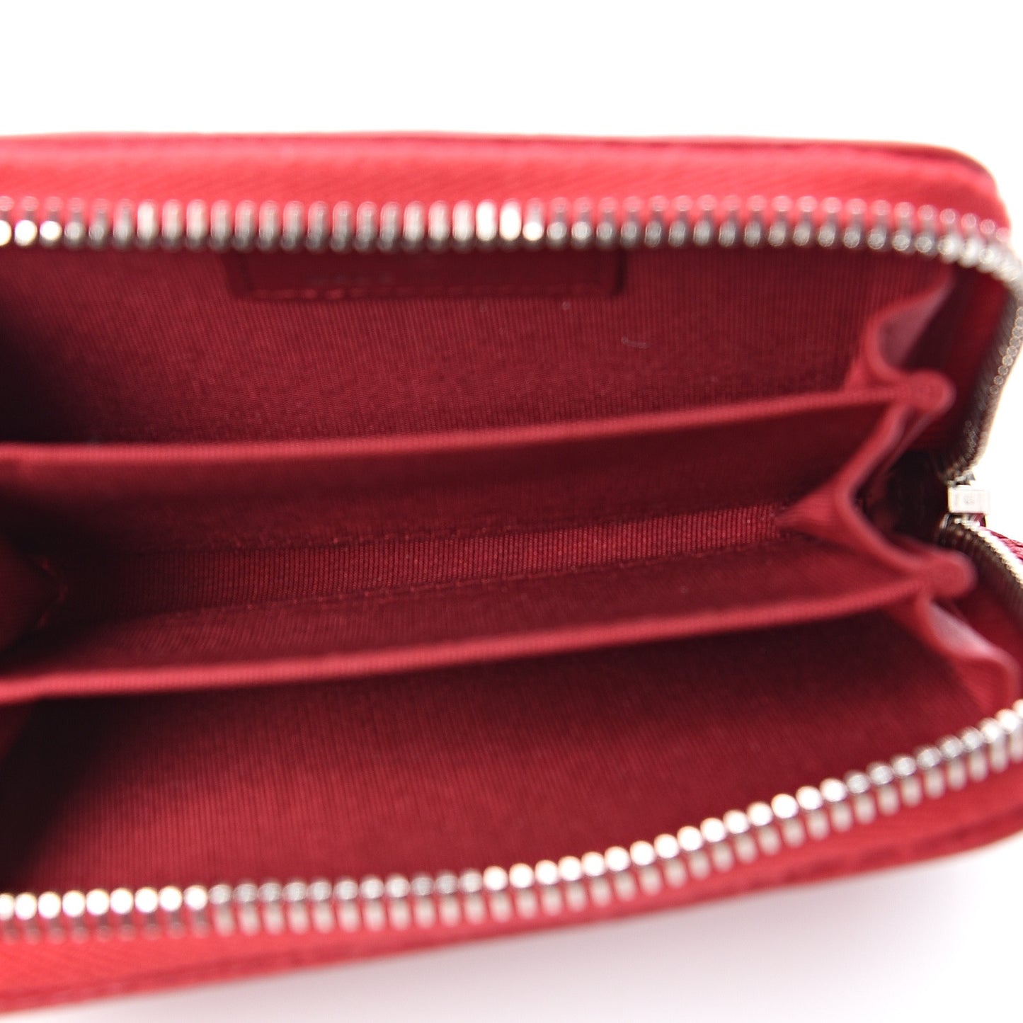 Caviar Quilted Diamond CC Zip Coin Purse Dark Pink