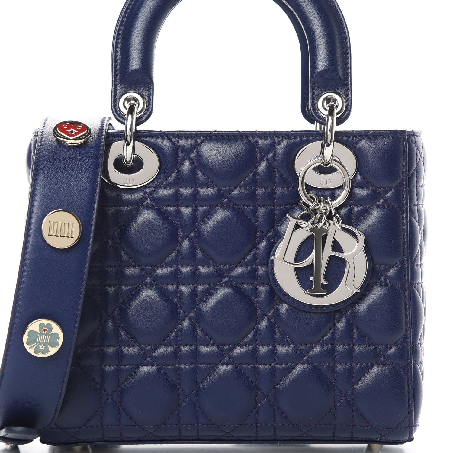 Christian Dior Lambskin Cannage Small Lucky Badges My Lady Dior Navy 8 of 13
