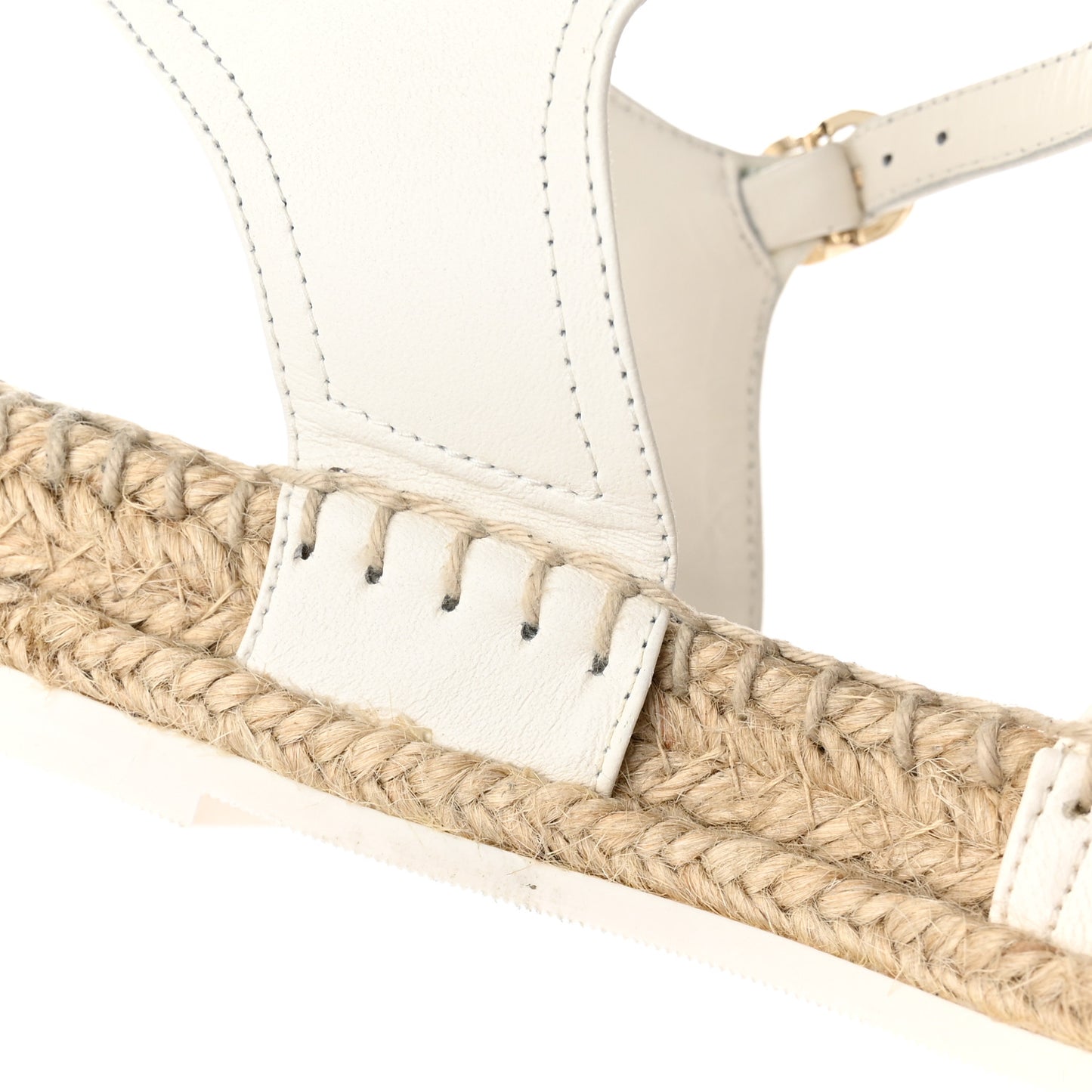 Lambskin Cap Toe CC Espadrille Sandals 39 White Black