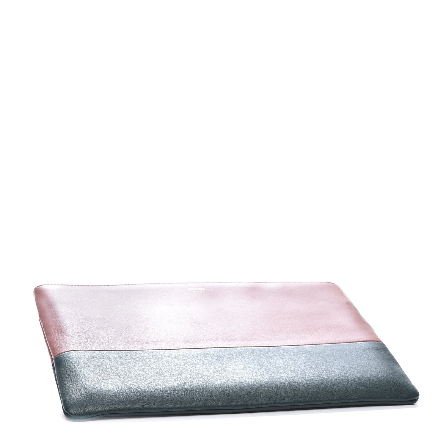 Celine Smooth Lambskin Bi-Color Solo Clutch Pouch Peach Amazone 4 of 9