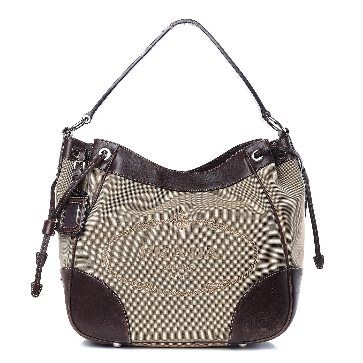 Prada Jacquard Logo Hobo Brown 1 of 18