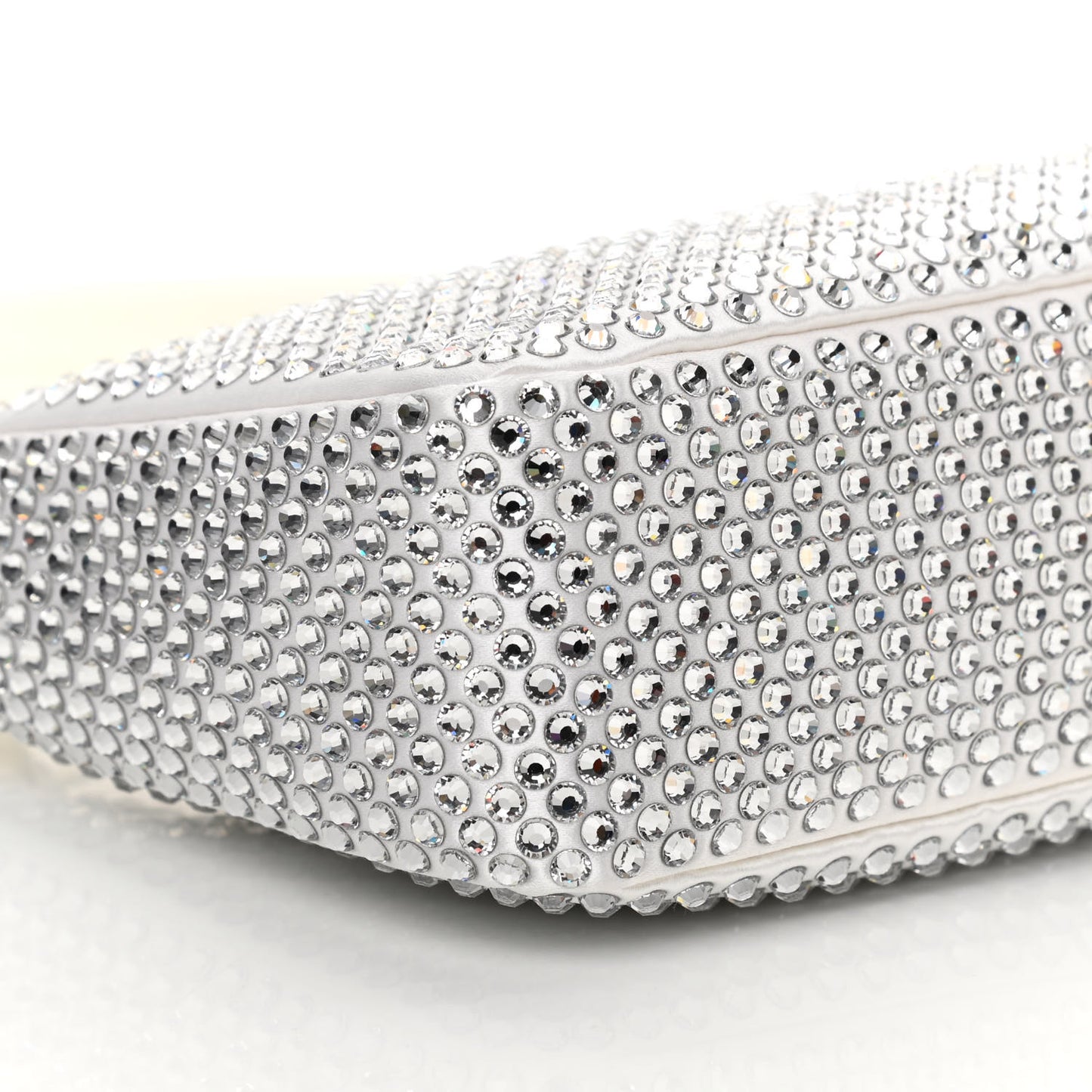 Satin Crystal Mini Re-Edition 2000 Bag White