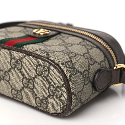 Gucci GG Supreme Monogram Textured Calfskin Web Mini Ophidia Top Handle Bag Beige Ebony New Acero 9 of 10