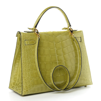 Hermes Shiny Alligator Kelly Sellier 32 Vert Chartreuse 4 of 40