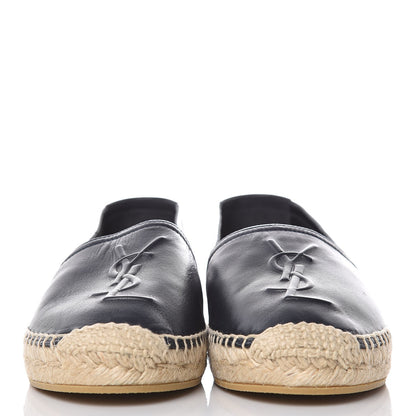 Saint Laurent Lambskin Monogram Espadrilles 34 Navy 2 of 9