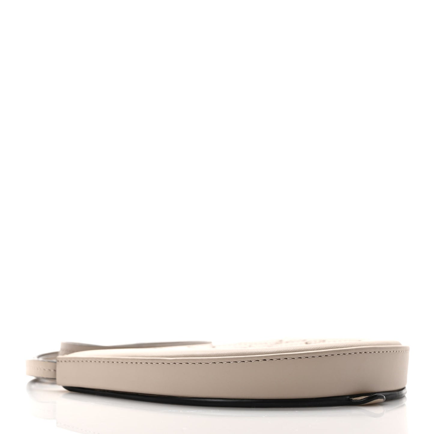 Buffed Calfskin Logo Embossed Small Heel Pouch Light Oat Tan