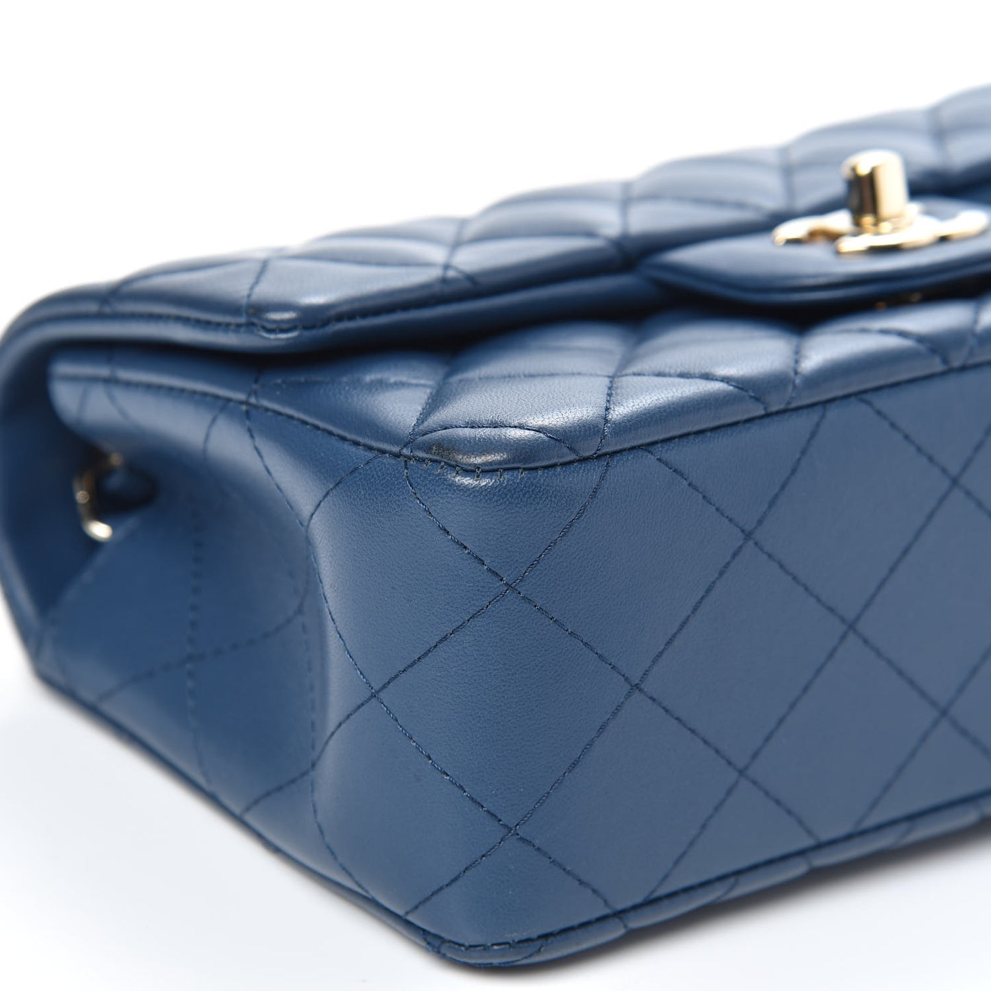 Lambskin Quilted Mini Rectangular Flap Blue
