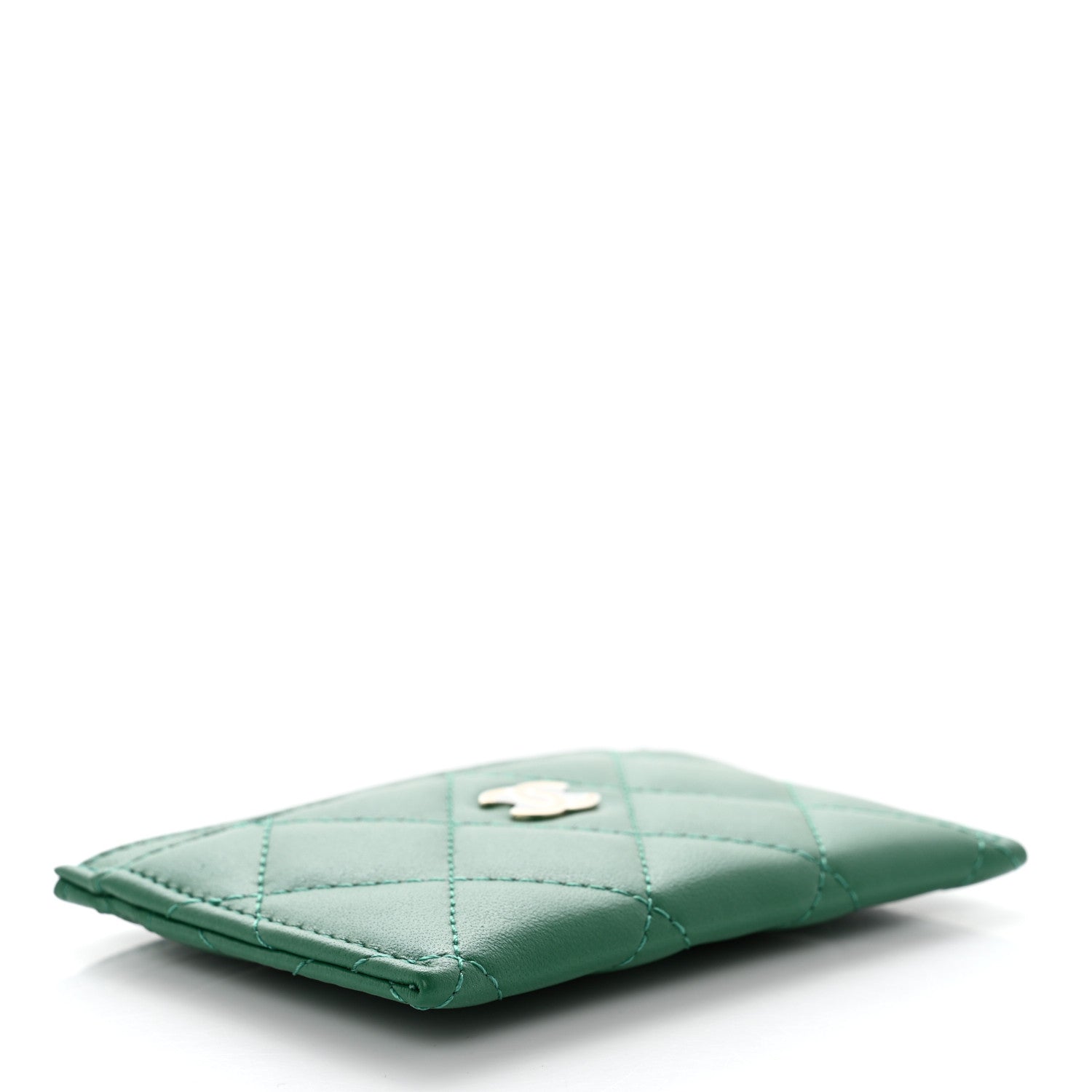 Chanel Lambskin Quilted Card Holder Green 4 of 9