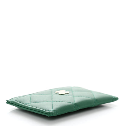 Chanel Lambskin Quilted Card Holder Green 4 of 9