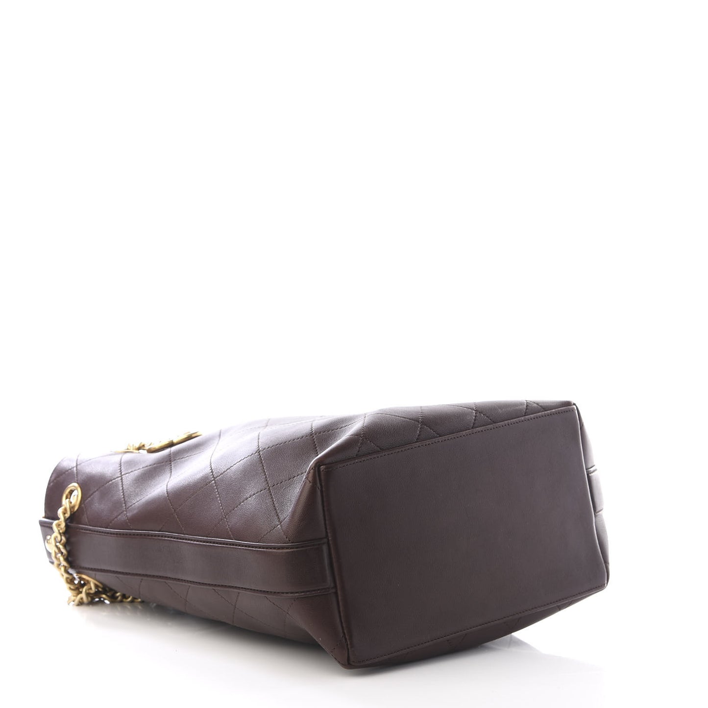 Calfskin Quilted Small On My Shoulder Drawstring Bag Brown