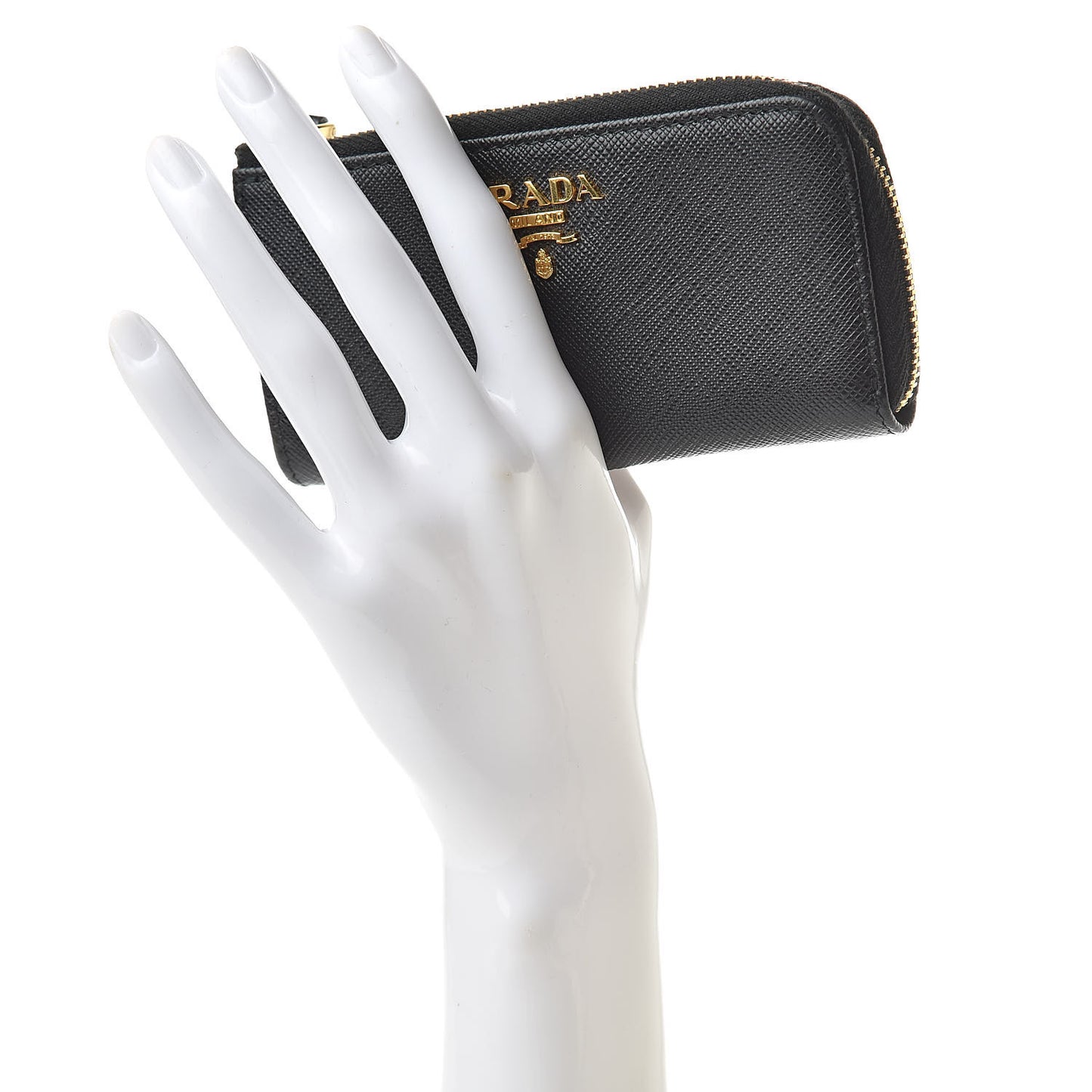 Saffiano Metal Zip Around Key Holder Black