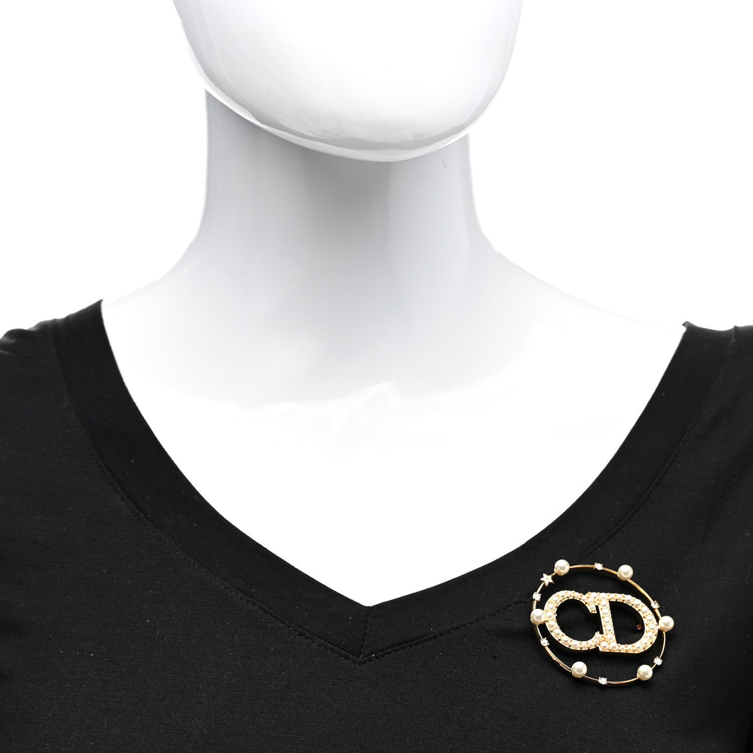 Christian Dior Crystal Pearl Clair D Lune Brooch Gold 2 of 5