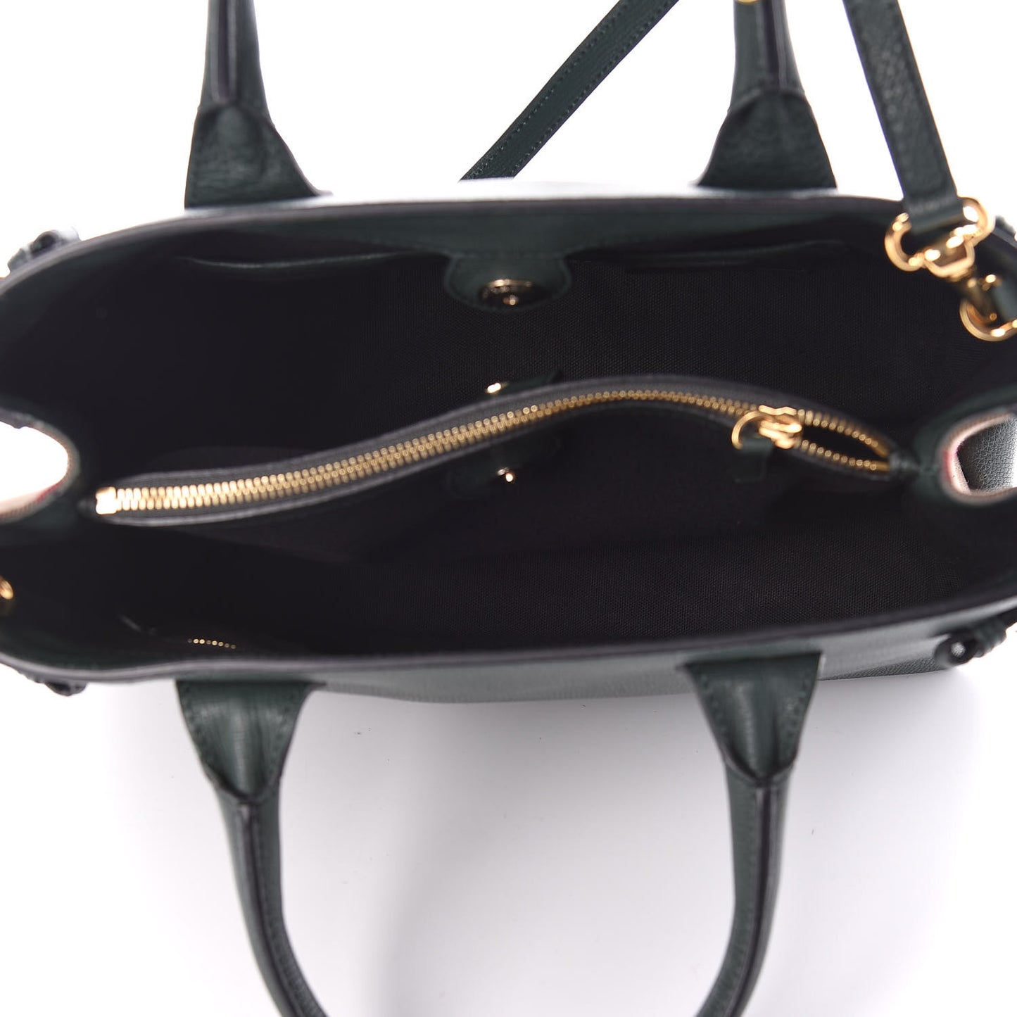 Derby Calfskin House Check Medium Banner Tote Black Dark Bottle Green