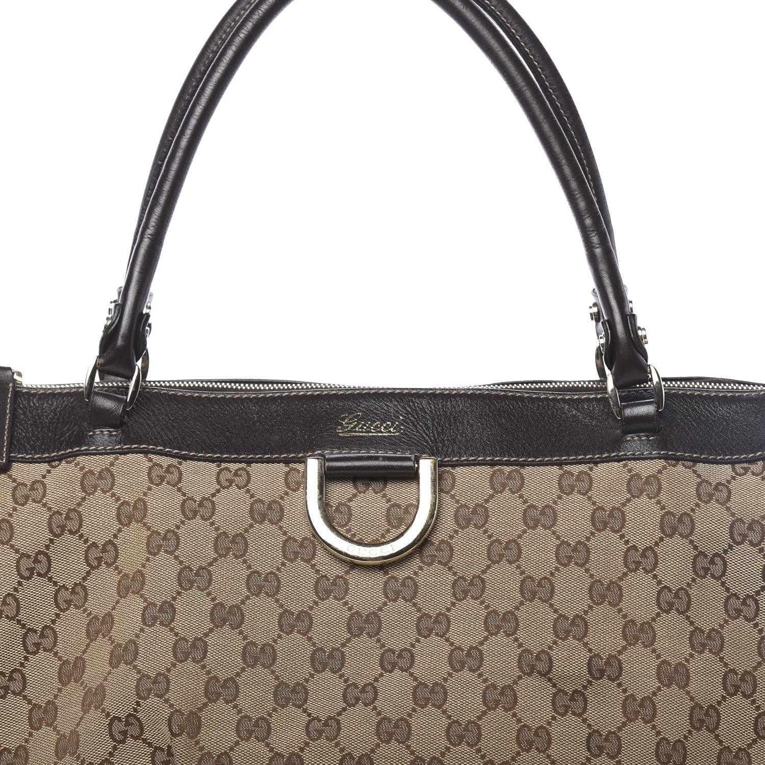 Gucci Monogram D Gold Tote Dark Brown 8 of 14