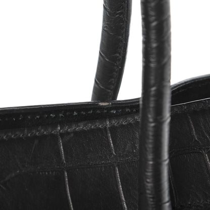 Celine Crocodile Embossed Calfskin Medium Phantom Luggage Black 11 of 19