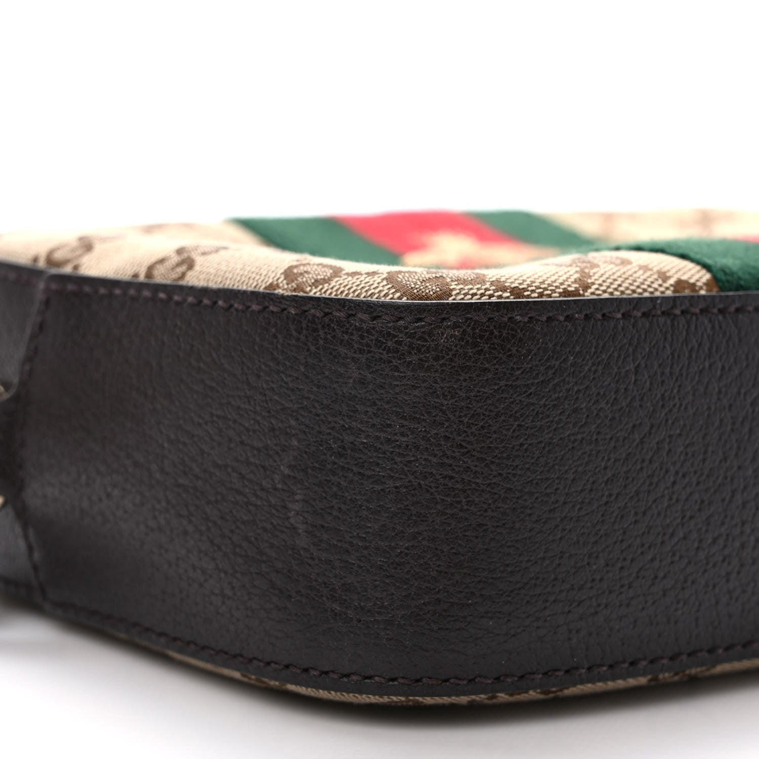 Gucci GG Supreme Monogram Web Small Webby Bee Shoulder Bag Dark Brown 8 of 9