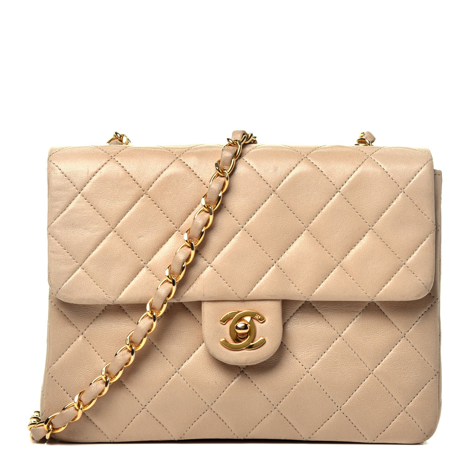 Chanel Lambskin Quilted Mini Square Flap Beige 1 of 10