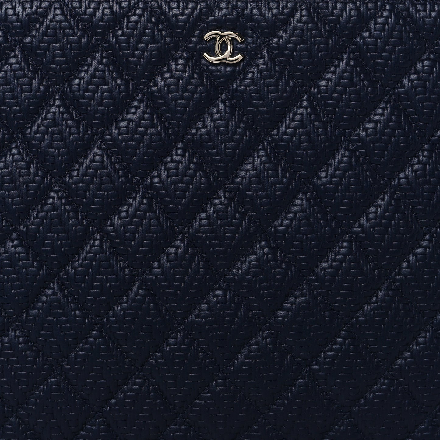 Calfskin Braided Large Cosmetic Case Navy