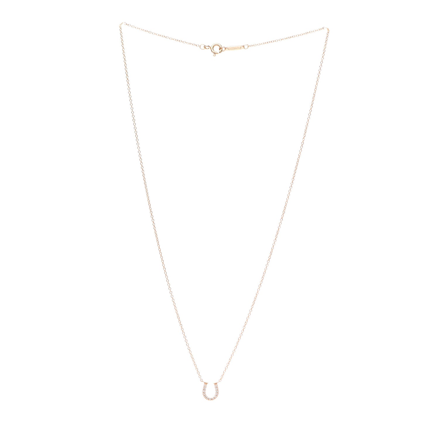 18K Rose Gold Diamond Mini Metro Horseshoe Pendant Necklace