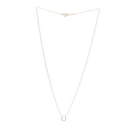 Tiffany 18K Rose Gold Diamond Mini Metro Horseshoe Pendant Necklace 3 of 5