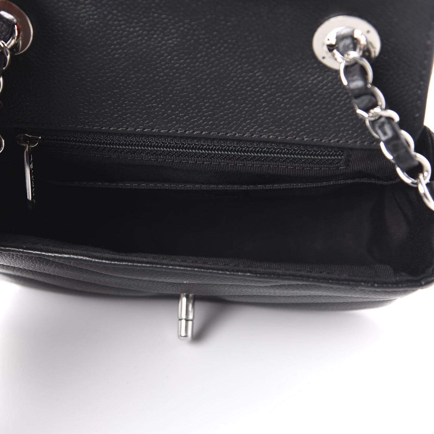 Caviar Chevron Quilted Small Single Flap Black