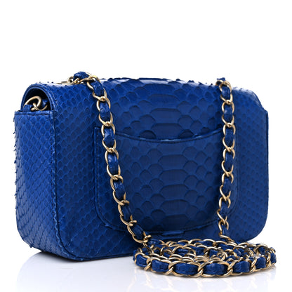 Chanel Snakeskin Mini Rectangular Flap Blue 3 of 11