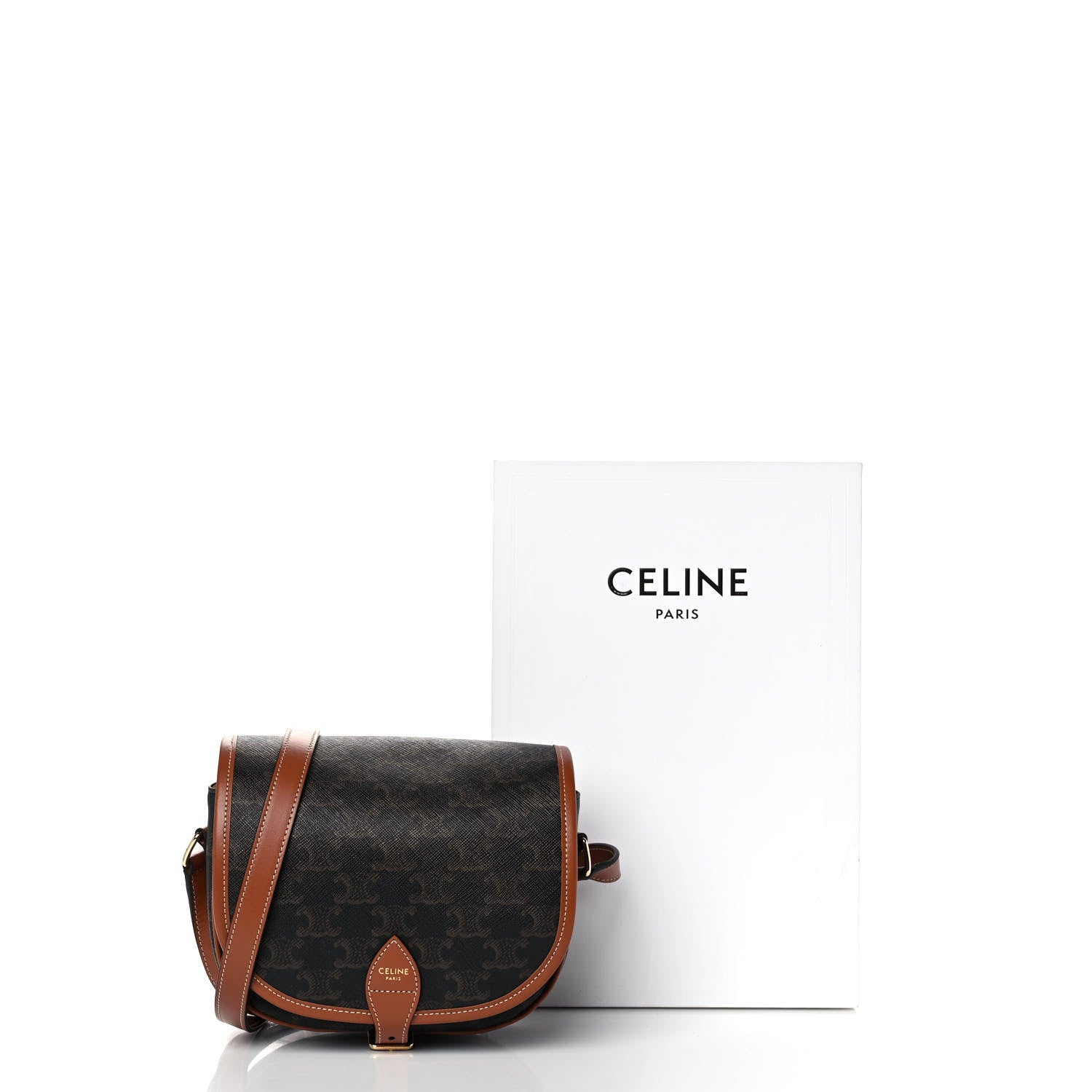 Celine Triomphe Canvas Medium Folco Bag Tan 9 of 9