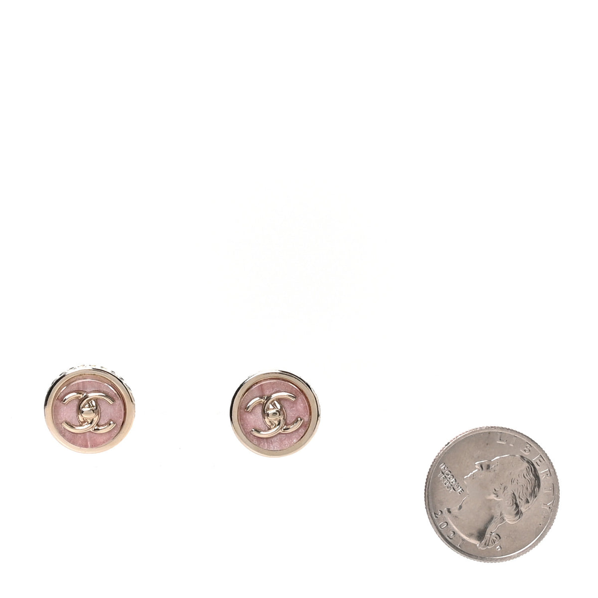 Chanel Resin CC Turnlock Stud Earrings Pink Gold 2 of 5