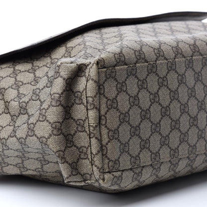 Gucci GG Supreme Monogram Selleria Calfskin Messenger Diaper Bag Beige Ebony Cocoa Dark Chocolate 7 of 13