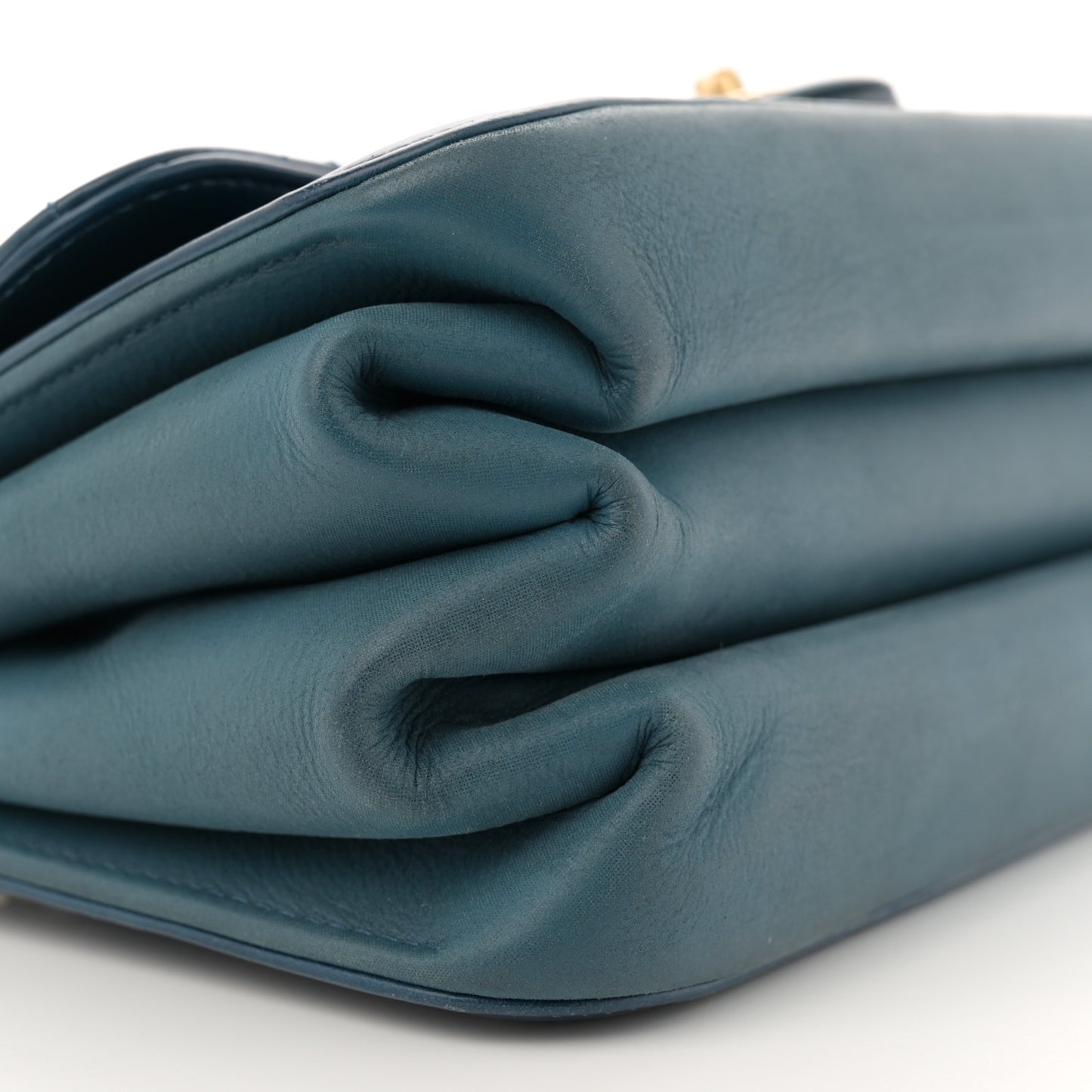 Iridescent Calfskin Quilted Small Straight Lined Flap Blue