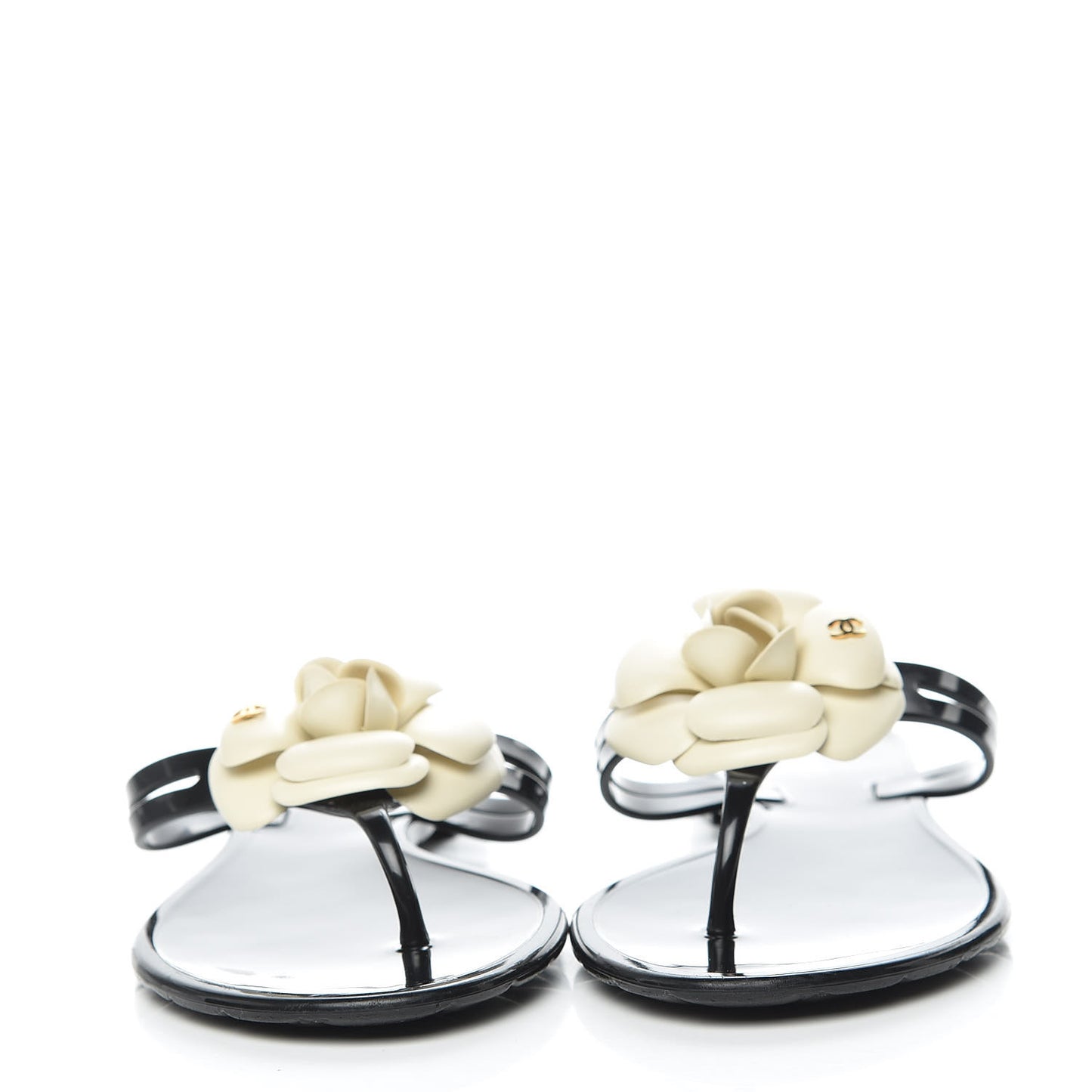 Jelly Camellia Thong Sandals 40 Black Ivory