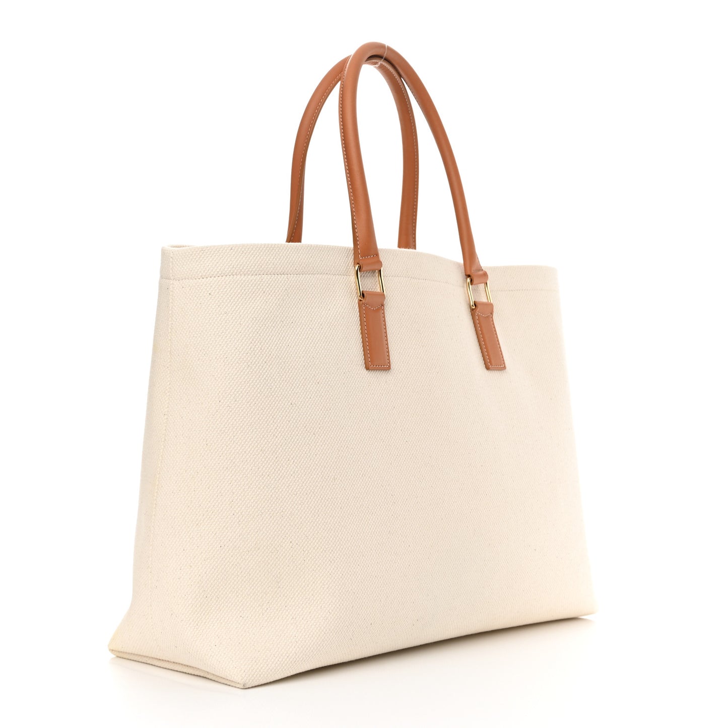 Canvas Calfskin Horizontal Cabas Natural Tan