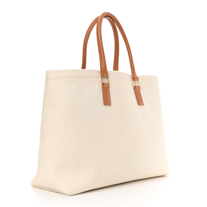 Celine Canvas Calfskin Horizontal Cabas Natural Tan 3 of 20