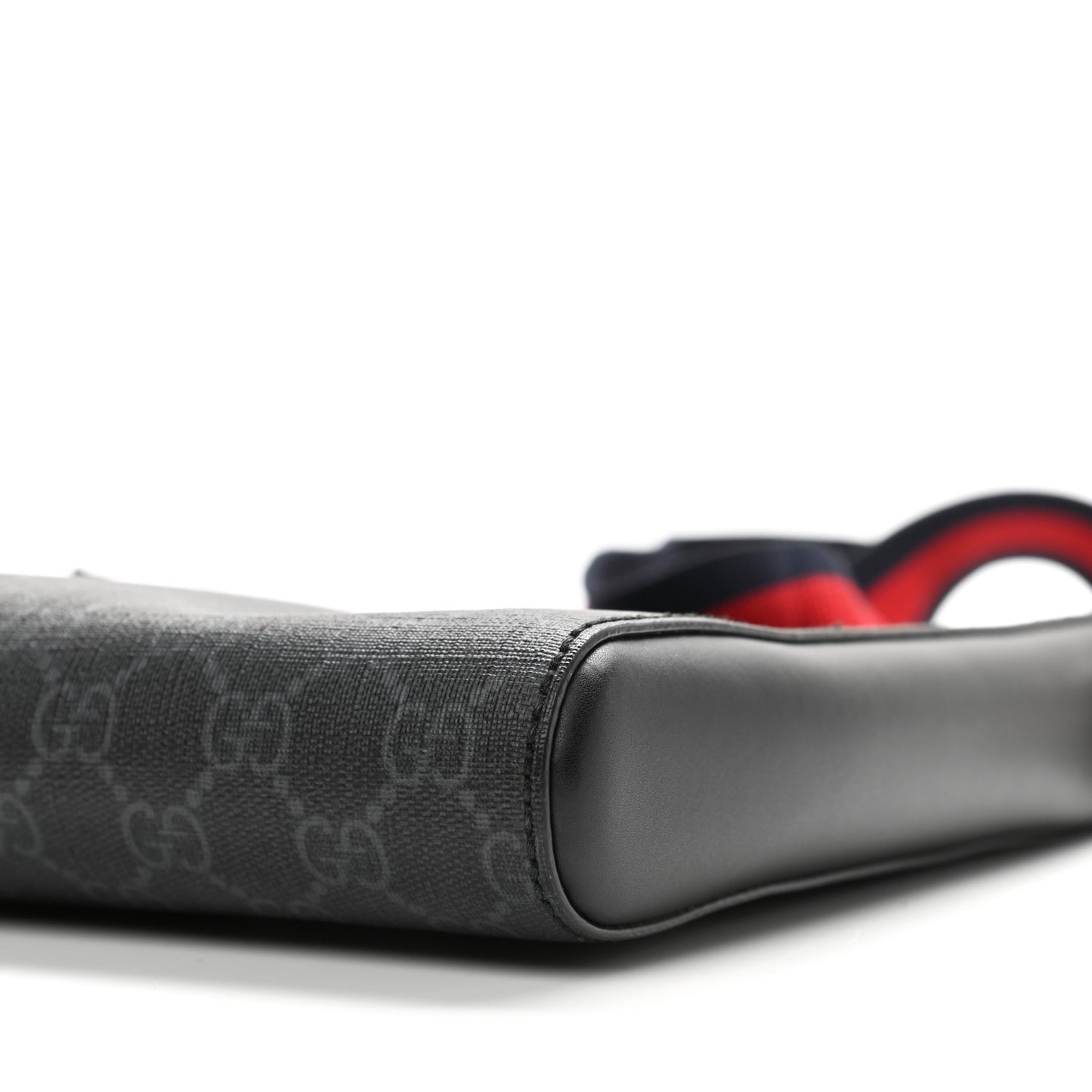 GG Supreme Monogram Web Small Flat Messenger Bag Black Grey