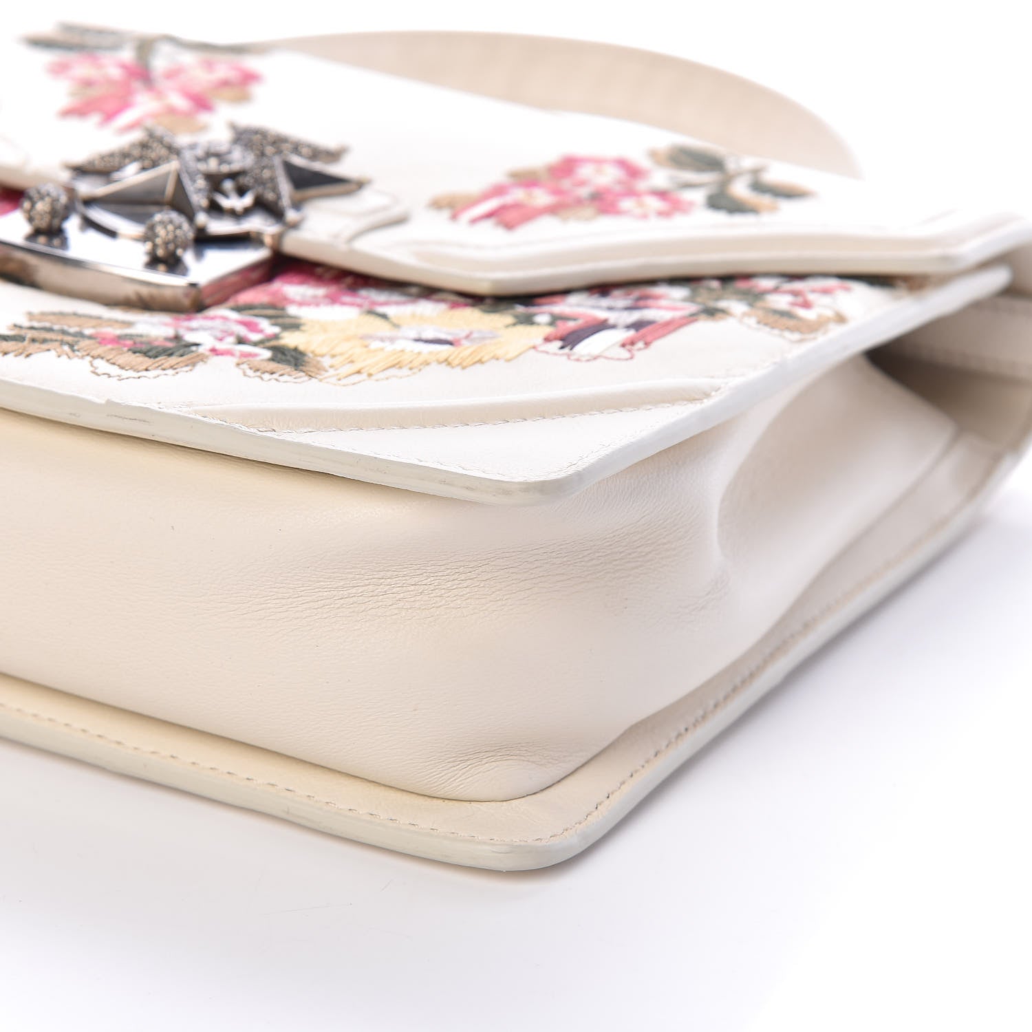 Alexander McQueen Calfskin Embroidered Flower Satchel Off White 10 of 11