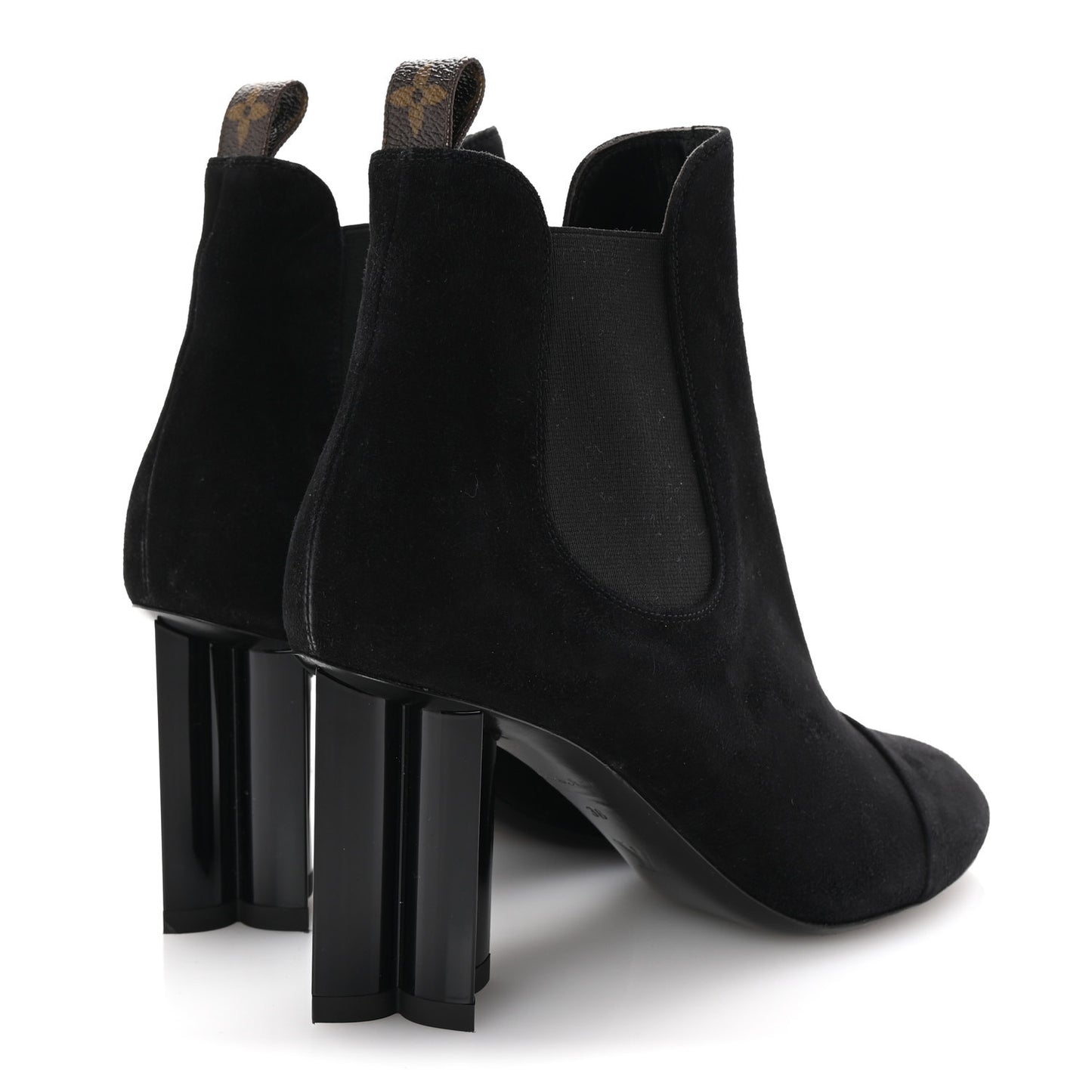 Suede Monogram Uniformes Cap Toe Chelsea 80mm Ankle Boots 38 Black