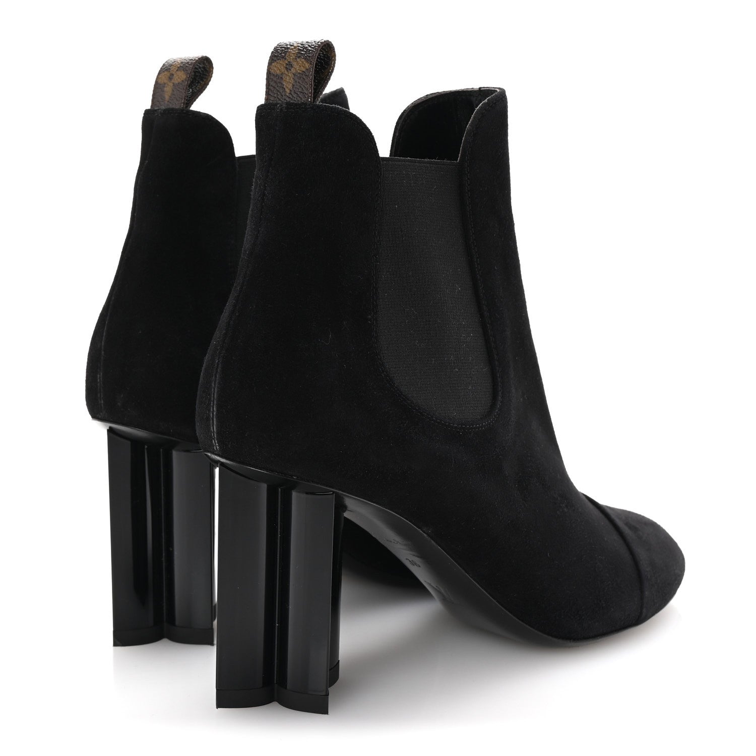 Louis Vuitton Suede Monogram Uniformes Cap Toe Chelsea 80mm Ankle Boots 38 Black 5 of 9