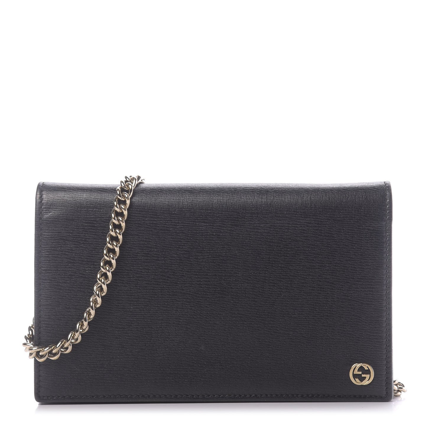Textured Calfskin Medium Betty Chain Wallet Black