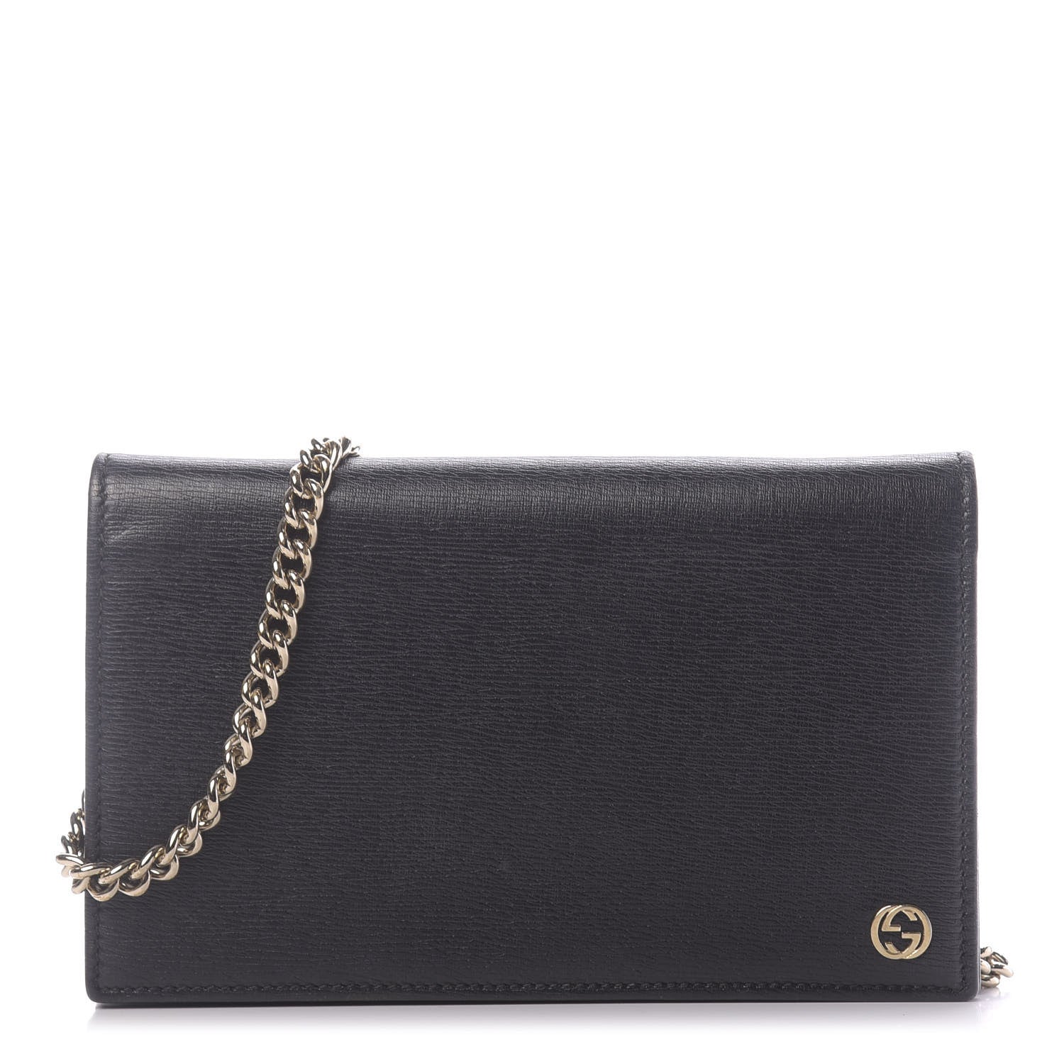 Gucci Textured Calfskin Medium Betty Chain Wallet Black 1 of 9