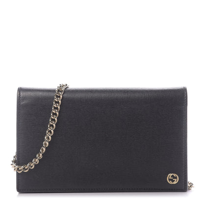 Gucci Textured Calfskin Medium Betty Chain Wallet Black 1 of 9