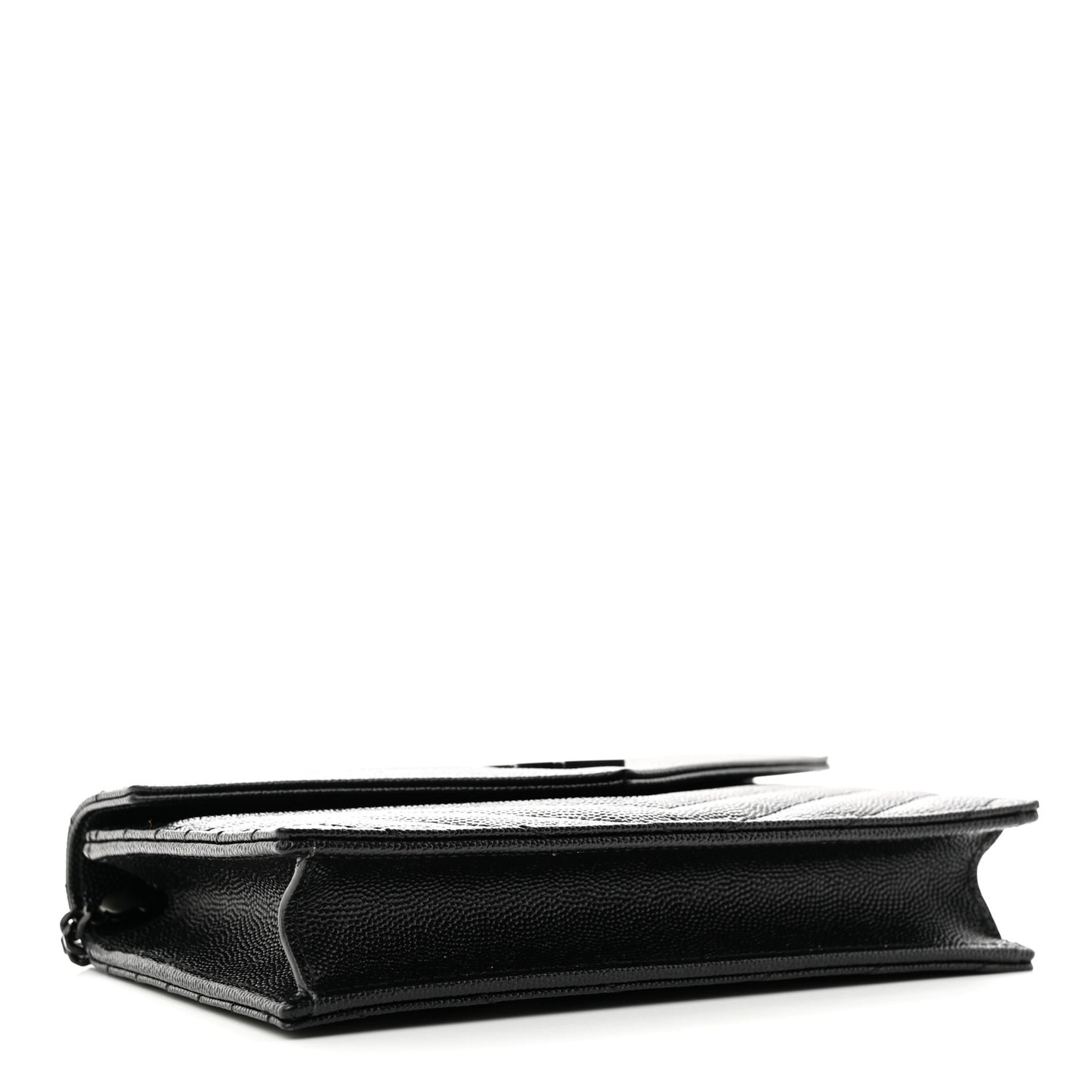 Grain De Poudre Matelasse Chevron Monochrome Monogam Envelope Chain Wallet Black