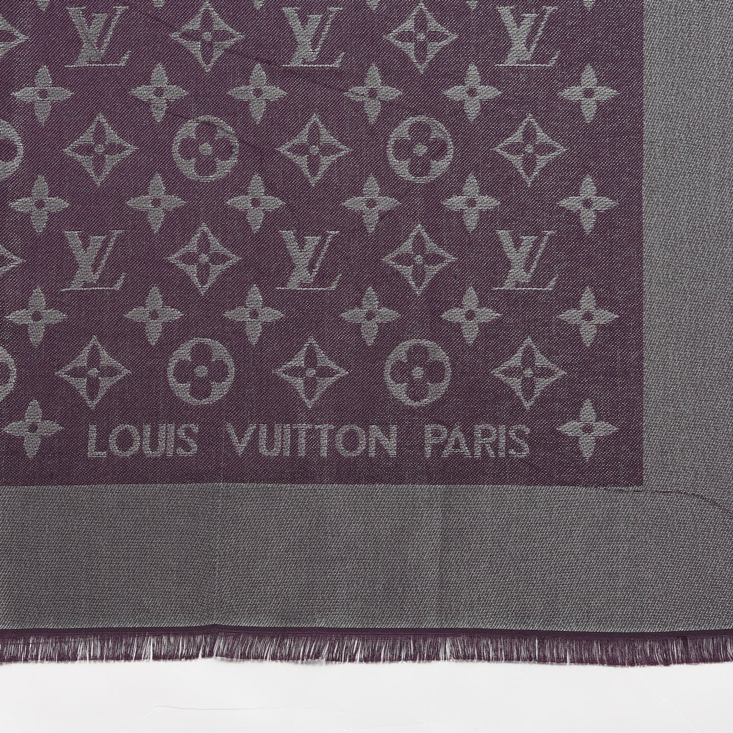 Louis Vuitton Silk Lurex Wool Monogram Shine Shawl Amarante 3 of 4