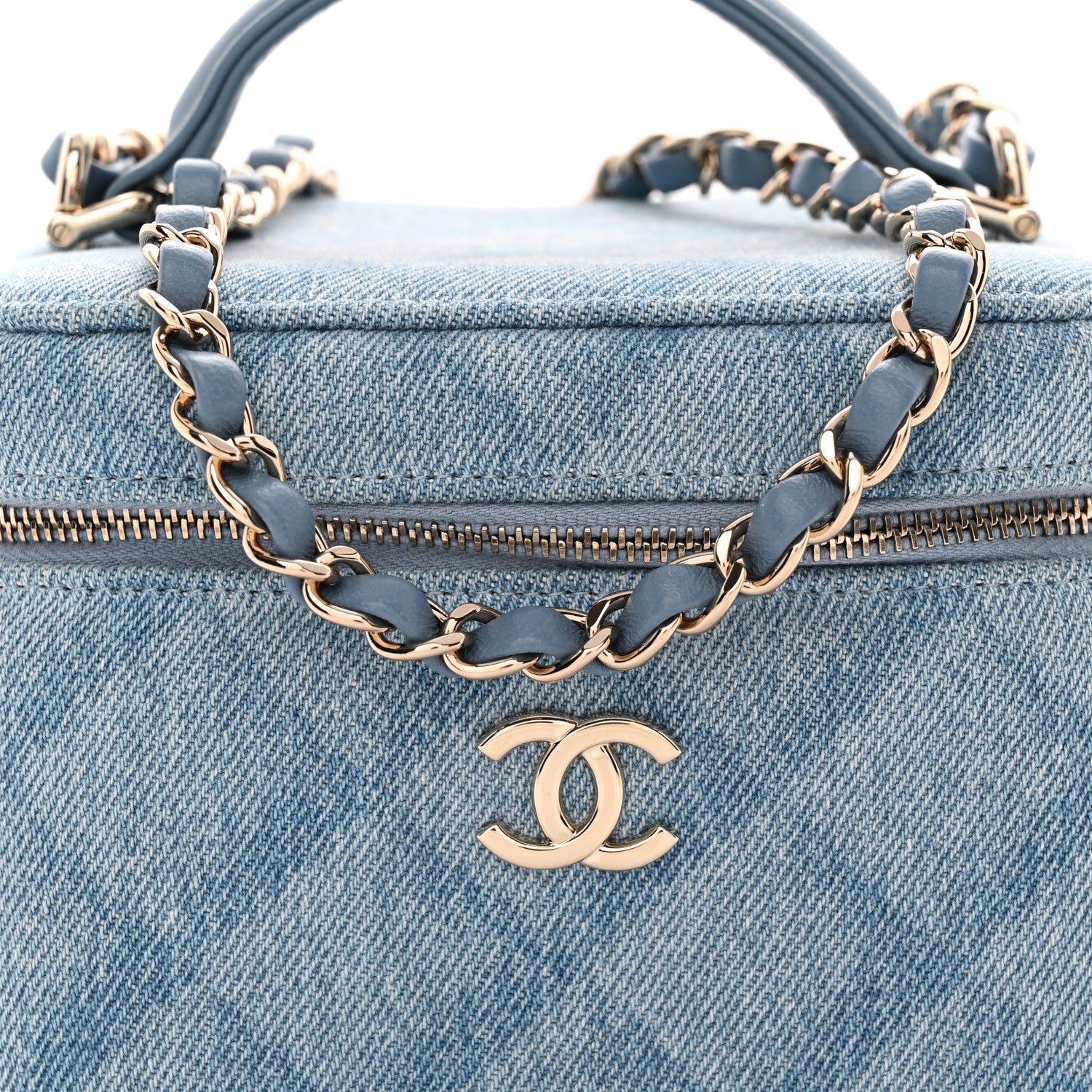 Chanel Denim Quilted Small CC Vanity Case Blue 8 of 10